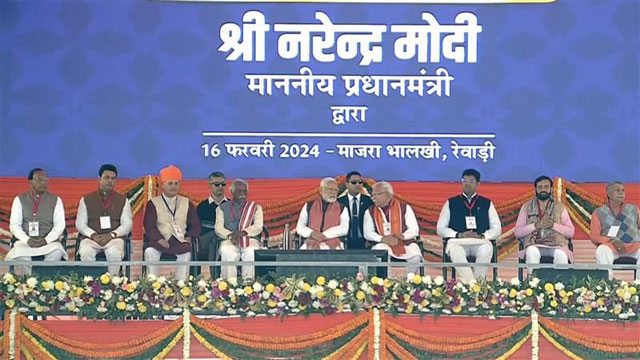 PM Modi lays foundation stone of AIIMS, Gurugram Metro Rail in Haryana's Rewari