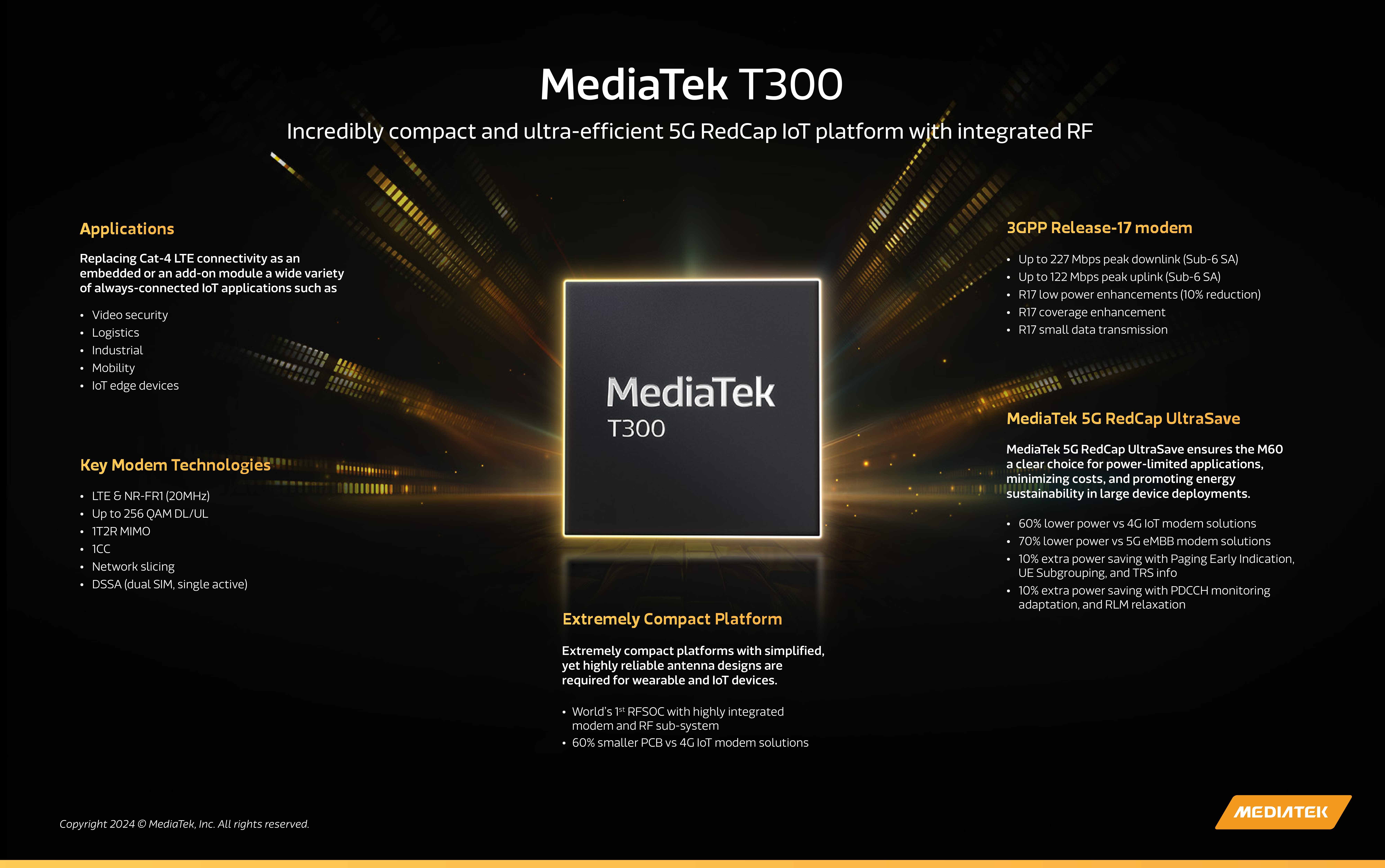 MediaTek unveils T300 5G RedCap Platform for IoT and extremely low power devices