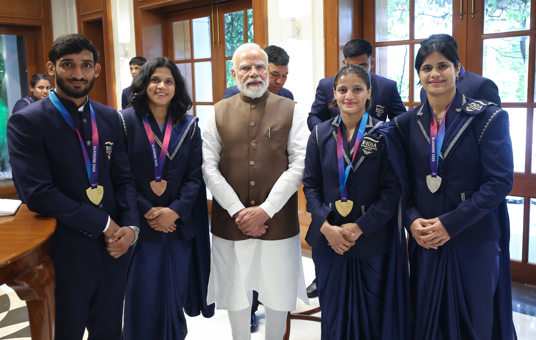 PM Modi interacts with Commonwealth Games champions
